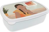 Broodtrommel Wit - Lunchbox - Brooddoos - Vrouw - Jurk - Zomer - 18x12x6 cm - Volwassenen