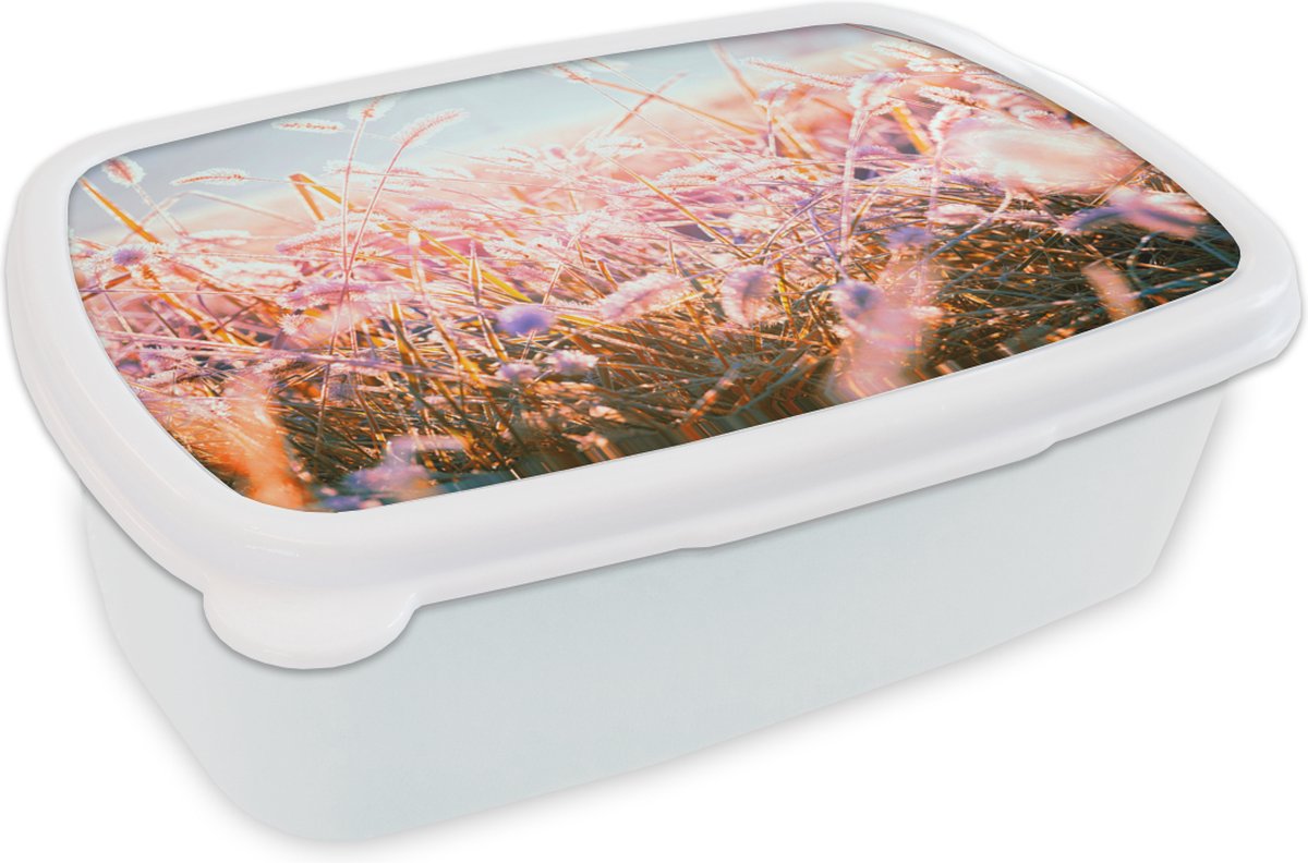 Broodtrommel Wit - Lunchbox - Brooddoos - Winter - IJs - Zon - 18x12x6 cm - Volwassenen