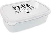 Broodtrommel Wit - Lunchbox Papa - Spreuken - Papa jij bent zo lief - Quotes - Brooddoos 18x12x6 cm - Brood lunch box - Broodtrommels voor kinderen en volwassenen