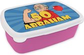Broodtrommel Roze - Lunchbox - Brooddoos - Man - Verjaardag - 50 jaar Abraham - 18x12x6 cm - Kinderen - Meisje