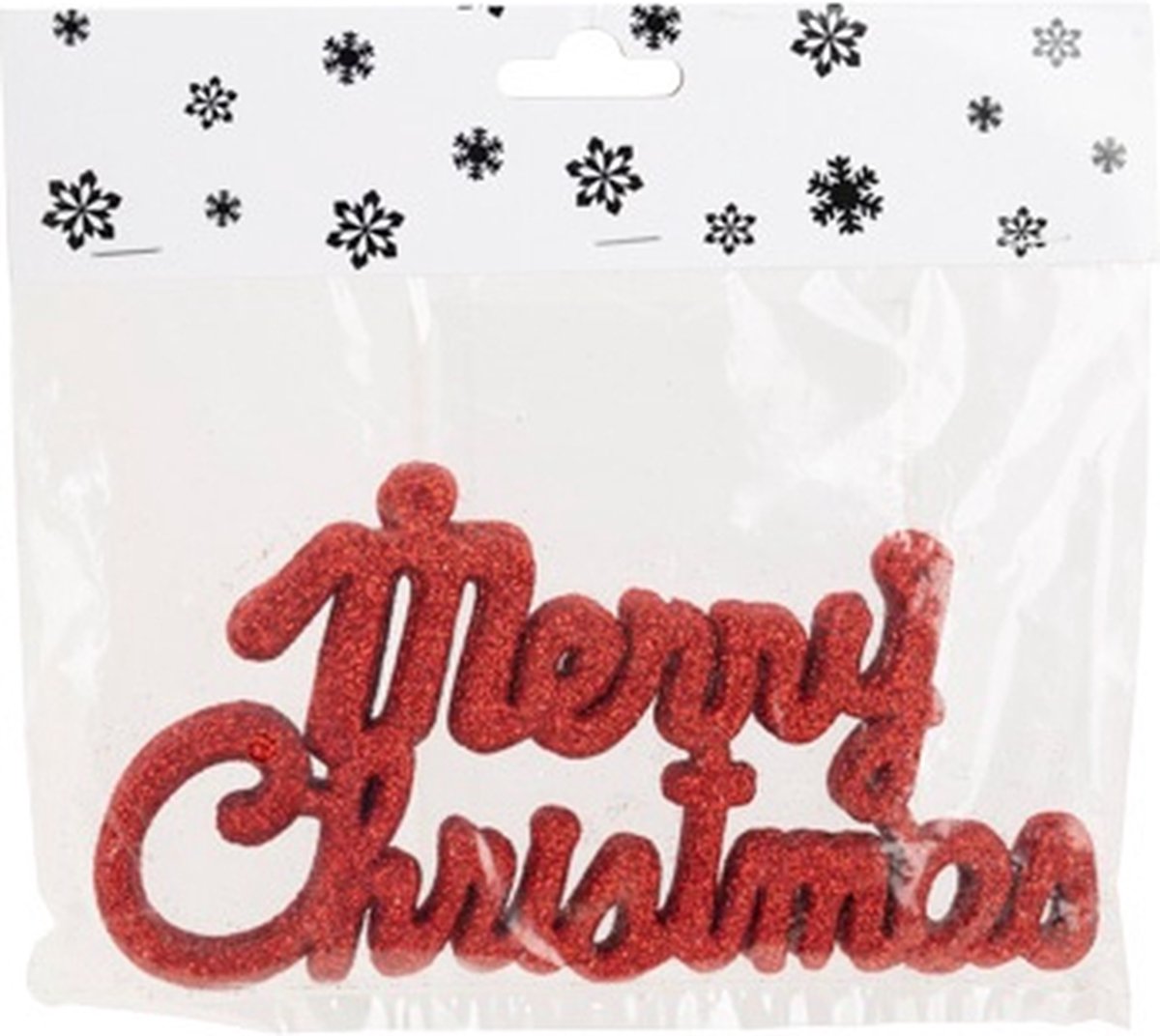Hanger - Merry Christmas - 6 stuks - Rood - Glitter - Kerstversiering