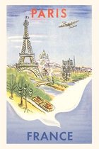 Pocket Sized - Found Image Press Journals- Vintage Journal Airplane Flying over Paris, France