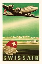 Pocket Sized - Found Image Press Journals- Vintage Journal Swiss Airline Travel Poster