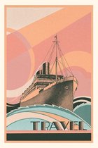 Pocket Sized - Found Image Press Journals- Vintage Journal Abstract Ocean Liner Travel Poster