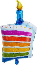 Taartpunt Ballon - XXL - 116x66cm - Kleur - Taart - Regenboog - Folie Ballon - Verjaardag - Happy Birthday - Gefeliciteerd - Versiering - Ballonnen - Feest - Helium ballon - Slinge