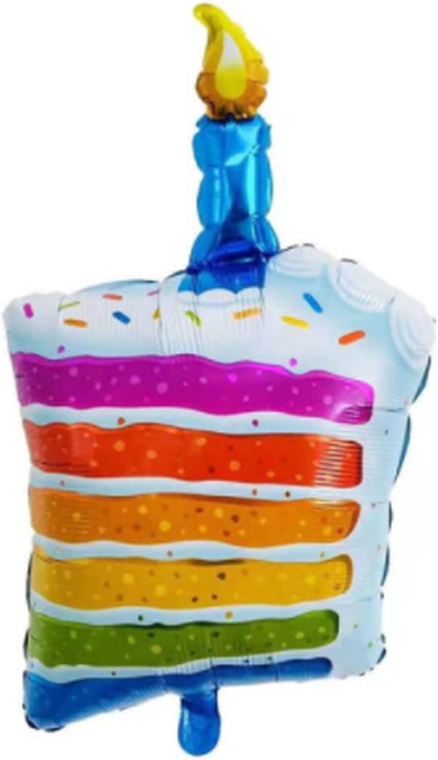 Taartpunt Ballon - XXL - 116x66cm - Kleur - Taart - Regenboog - Folie Ballon - Verjaardag - Happy Birthday - Gefeliciteerd - Versiering - Ballonnen - Feest - Helium ballon - Slingers - Taartpunt - Jarig