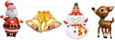 Kerst Set Ballonnen - XXL - Folie Ballonnen - Kerst - Rendier - Kerstman - Sneeuwpop - Kerstklokken - Versiering - Ballonnen - Kerstversiering - Thema Feest - Helium ballon - Leeg