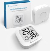 Bol.com Trendwares Hygrometer - Luchtvochtigheidsmeter voor Binnen - Thermometer - Digitaal - Hydrometer - Temperatuurmeter - Wit aanbieding