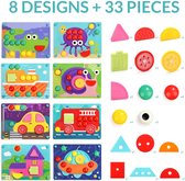 Houten Kinderpuzzel 8 in 1 - Educatief Speelgoed voor Jongens Meisjes 2 3 4 jaar - Puzzel met 8 Kleurrijke Ontwerpen + Houten Basis + 38 Onderdelen om de Creativiteit en Verbeelding te Ontwik