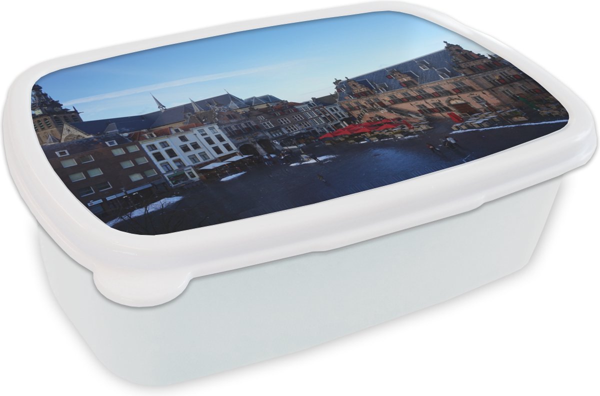 Broodtrommel Wit - Lunchbox - Brooddoos - Markt - Nijmegen - Nederland - 18x12x6 cm - Volwassenen