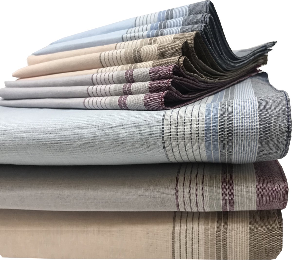 Goedkoopste JEMIDI zakdoeken heren 100 katoen - 40 x 40 cm - Set van 12 - Herbruikbare zakdoeken voor volwassenen - In beige/crème/blauw