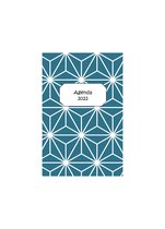 Agenda - 2022 - Petrol - Koreaans - Patroon - Softcover - Elastiek - Werk - Studie - School - Dag - Dagelijks