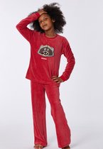 Woody pyjama meisjes/dames - rood - wasbeer - 212-1-WPA-V/437 - maat 140