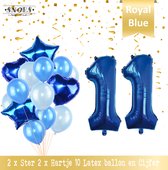Cijfer Ballon 11 Jaar * Hoera 11 Jaar Verjaardag Decoratie  Set van 15 Ballonnen * 80 cm Verjaardag Nummer Ballon * Snoes * Verjaardag Versiering * Kinderfeestje * Royal Blue * Num