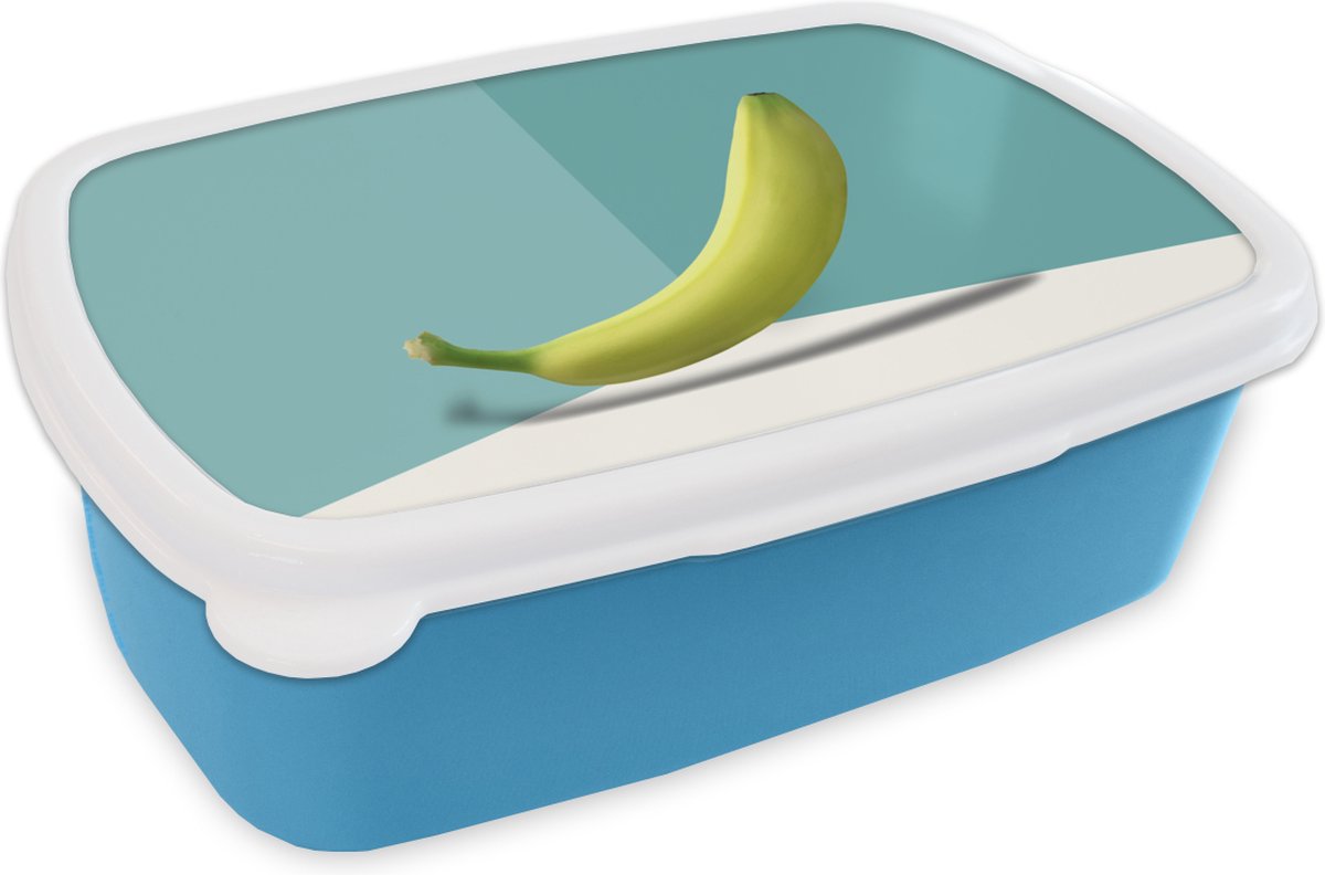 Broodtrommel Blauw - Lunchbox - Brooddoos - Banaan - Geel - Fruit - 18x12x6 cm - Kinderen - Jongen