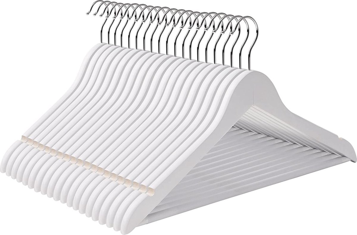 Hoppa! - Houten kleerhangers - kledinghangers - 50 Stuks - Wit