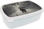 Lunch box Wit - Lunch box - Boîte à pain - Citations - Chien - Proverbes - Don't pet I could bite - 18x12x6 cm - Adultes