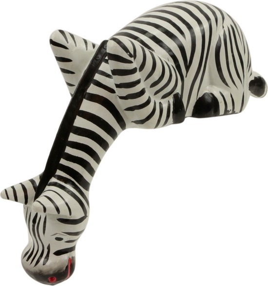 Beelden - Zebra hoofd naar beneden - Hout - Wit - 23x20x7 cm - Indonesie - Sarana - Fairtrade