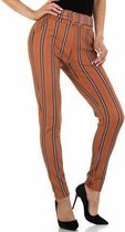 Chic & mode broek gestreept bruin meerkleurig L/XL