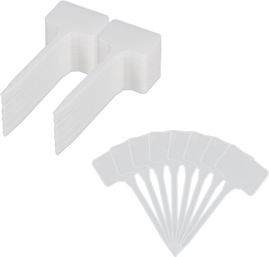 plantenlabel - set van 100 - kunststof - 14,5 x 5,5 cm - plantenstekers - wit