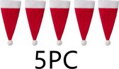Bestekhouder 5 stuks - Kerst - Servies - Kerst Muts - Kerst 2021 - Kerst Decoratie - Fles Decoratie - Woondecoratie - Accessoires - Keuken