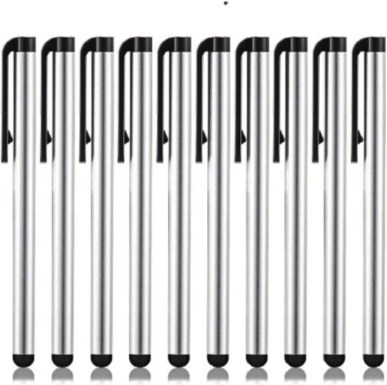 AFECTO® set van 10 stuks stylus pen | zilver| voor Tablet, Smartphone en pc