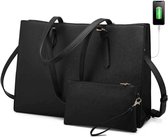 Lubellie® Dorina Elegante Tweedelige Dames Handtassen set met een laptop vak voor 15,6 inch Laptops - Laptoptas voor dames - Dames laptoptas - Met usb poort - Handtas - Schoudertas