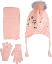 Kitti 3-Delig Winter Set | Muts met Fleecevoering - Sjaal - Handschoenen | 4-8 Jaar Meisjes | Sterren-04 (K2170-02)