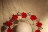 DIY headpiece set rood, steampunk, gothic, fantasy, halo, godin, koningin, cosplay