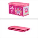 Roze opbergkist met prinses en kasteel, ook gevouwen.