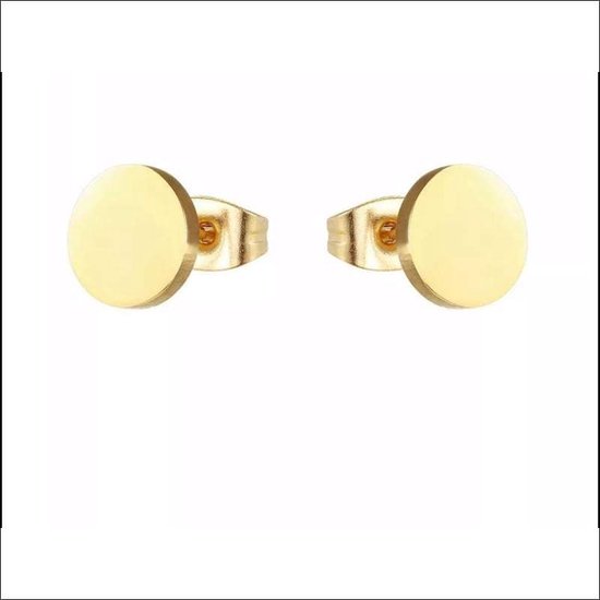 Aramat jewels ® - Ronde oorbellen goudkleurig chirurgisch staal 10mm unisex