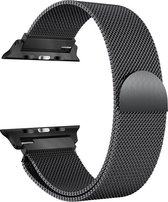 Geschikt voor Apple Watch Bandje Zwart Series 1/2/3/4/5/6/SE/7 42/44/45 mm - iWatch Milanees Polsband Luxe Milanese Loop - Roestvrij staal - Magneet Sluiting