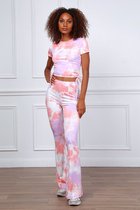 2-Delige Tie Dye Set met Flared Broek - Set met Crop Top - Tie Dye kleding - Sportieve Set - Huispak -Tie Dye Pak - Tie Dye Set