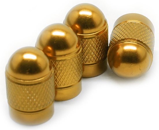 TT-products ventieldoppen Gold Bullets aluminium 4 stuks goud - auto ventieldop - ventieldopjes