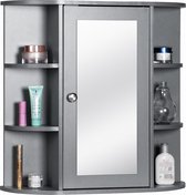Woodyhome spiegelkast - Badkamerkast met spiegel en opslagruimte - 1 deuren -58x 60 x 16.5cm -grijs- Happy Holiday Kerst