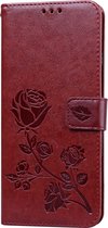 Mobigear Flowers Telefoonhoesje geschikt voor Xiaomi Redmi Note 9S Hoesje Bookcase Portemonnee - Bruin