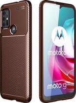 Motorola Moto G10 Hoesje - Mobigear - Racing Serie - TPU Backcover - Bruin - Hoesje Geschikt Voor Motorola Moto G10