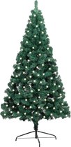 Huis en Tuin Depot Kunstkerstboom Met Led'S En Standaard Half 240 Cm Pvc Groen