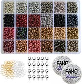 Fako Bijoux® - DIY Set Perles - verre Perles - Glas Dark Seed / Or/ Argent - Fabrication de Bijoux - 4 mm - 4800 Pièces