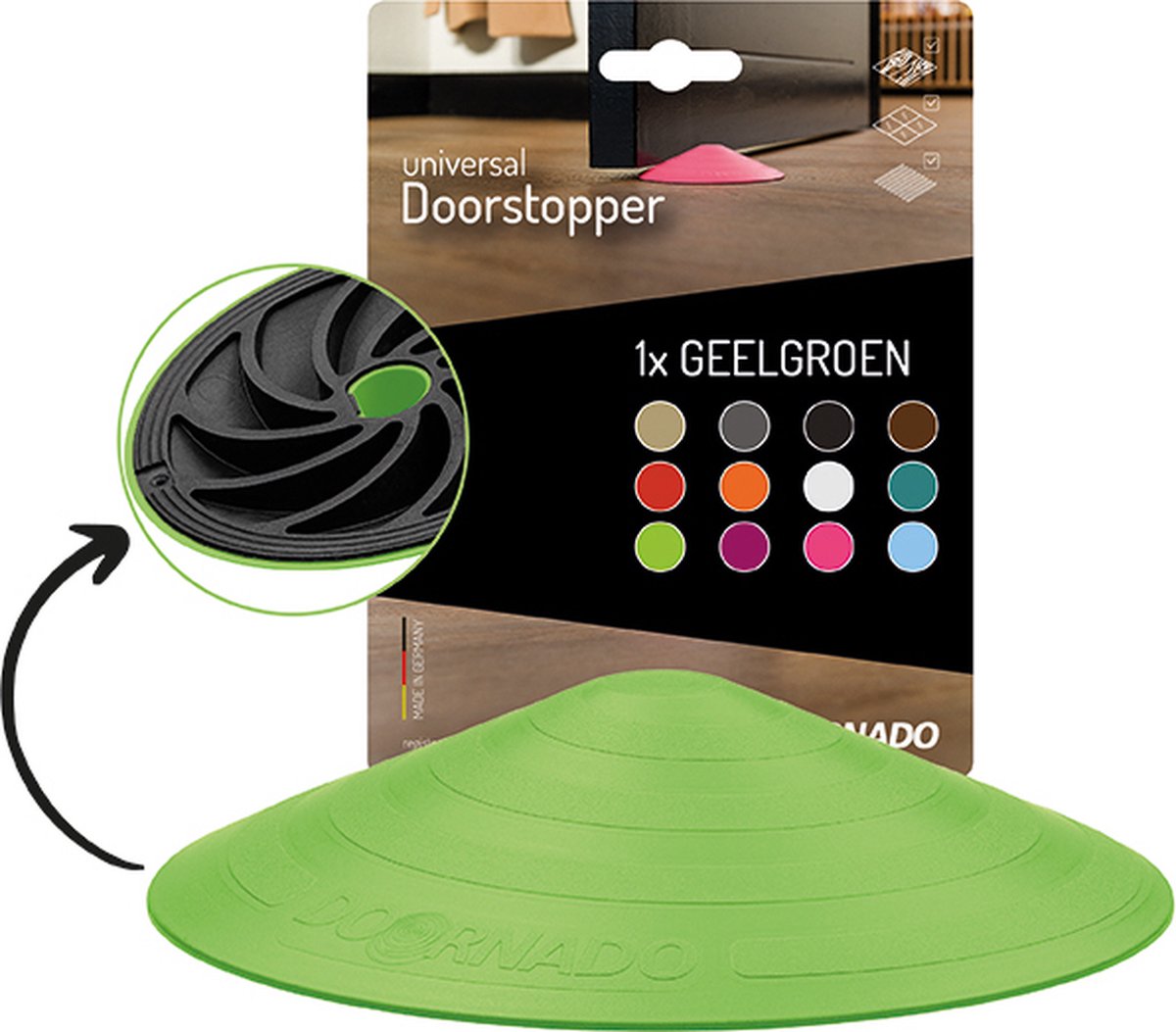 Doornado Deurstopper - Deurstoppers voor binnen en buiten - 1 stuk deurstop - Deurbuffer - Groen