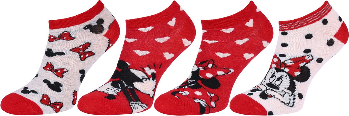 3x Minnie Mouse rode en witte sokken, OEKO-TEX gecertificeerd