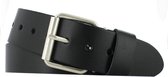 Leren Dames/Heren Riem Glad Leer | 5cm breed | Riemmaat: 105cm (totale lengte: 120cm) | 100% echt leer | Kleur: zwart | Nikkelvrije gesp