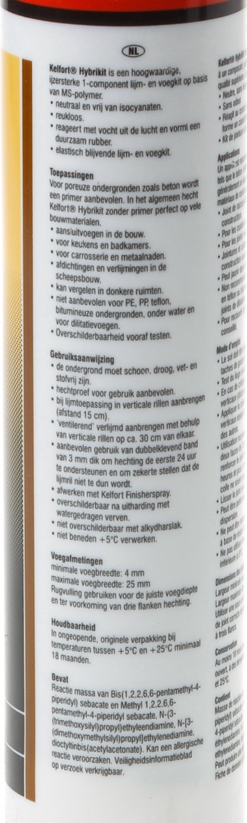 Kelfort Hybrikit MS-Polymeer grijs 290ml
