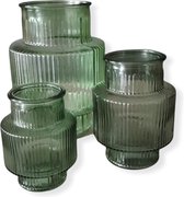 Stijlvolle glazen vazen - groen - grijs - 3 stuks- glas
