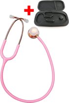 Hospitrix Stethoscoop Professional Line Pink Gold Edition Roze + Premium Opberghoes - Dubbelzijdig - Medisch - Roestvrij Stalen