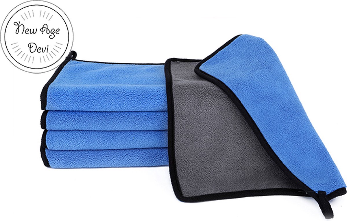 Goedkoopste Microvezel autodoek - Autopoetsdoek - Auto schoonmaken - Microvezeldoek - 5stuks - Droogdoek - 30/60cm - Blauw/Zwart