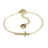 Armband Cross Goud | 18 karaat gouden plating | Staal | Minimalistische armband - 16 cm + 3,5 cm extra | Buddha Ibiza