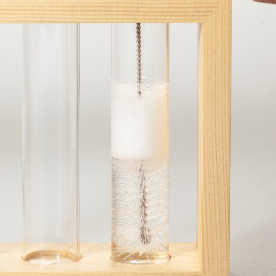 Woohome Wandhangende plantenbak terrarium met houten standaard, 3 gelaagde retro glazen plantenbakken, mini-reageerbuis, plantenterrarium voor thuis, tuin, kantoor, decoratie