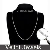 Velini jewels-2.4mm breed Slang halsketting-925 Zilver Ketting- 40 cm met Anker sluiting