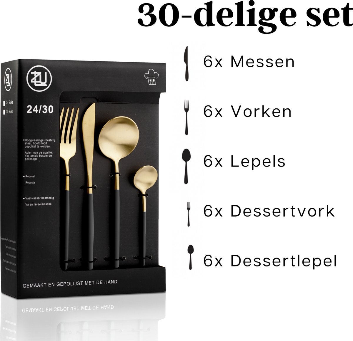 Berglander Cutlery Black Color, 30 Piece Black Cutlery Set, Black Titanium Cutlery, 30 Piece Black Gold Plated Stainless Steel Cutlery Sets Tableware for 6 (Black Shiny Berglander Cutlery Black Color, 30 Piece Black Cutlery Set, Black Titanium Cutlery, 30 Piece Black Gold Plated Stainless Steel Cutlery Sets Tableware for 6 (Black Shiny